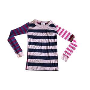 Hanna Andersson Pink & Blue Stripe Long Sleeve Pajama Top Girl's Size 8